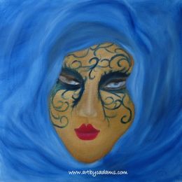 Mask with a Blue Scarf (size: 20 x 20)