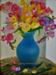 Flowers in a Blue Ewer (size: 16 x 20)