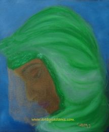 Woman in Green and Gold (size: 11 x 14)