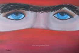 Woman in a Red Silk Scarf (Panoramic Gallery Wrapped Canvas Format: 30x20)
